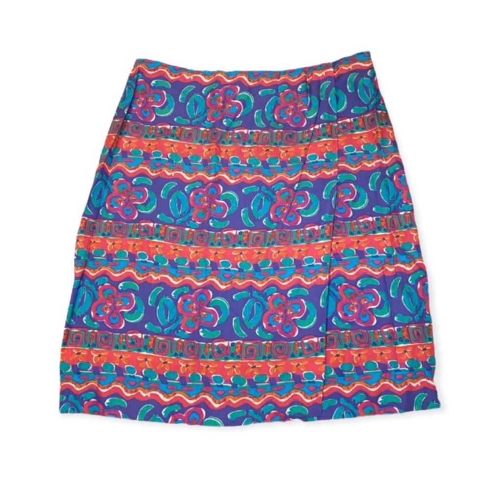Vintage 80s / 90s Bright Printed Skirt - size women’s 10 medium - 1980s 1990s